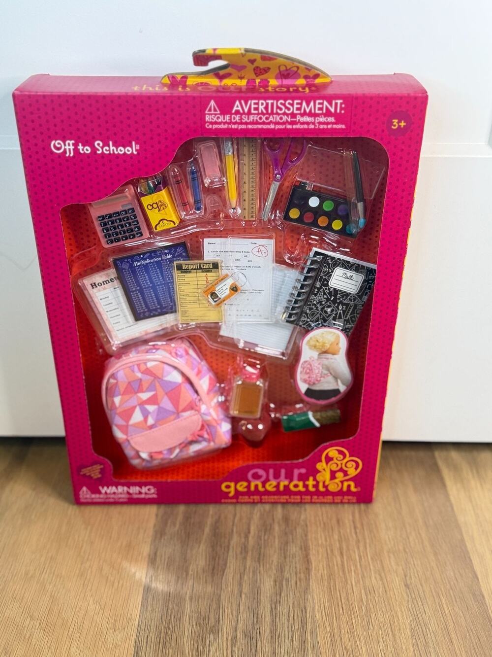 Our Generation "Off To School" Doll Accessory Set With Backpack Supplies & Repor